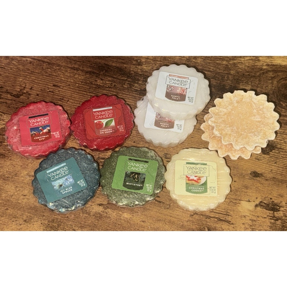 Set of 9 Yankee Candle Tarts Wax Christmas Cookie Eve Cherries Snow North Pole